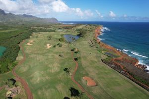 Poipu Bay 10th  Mountains Aerial